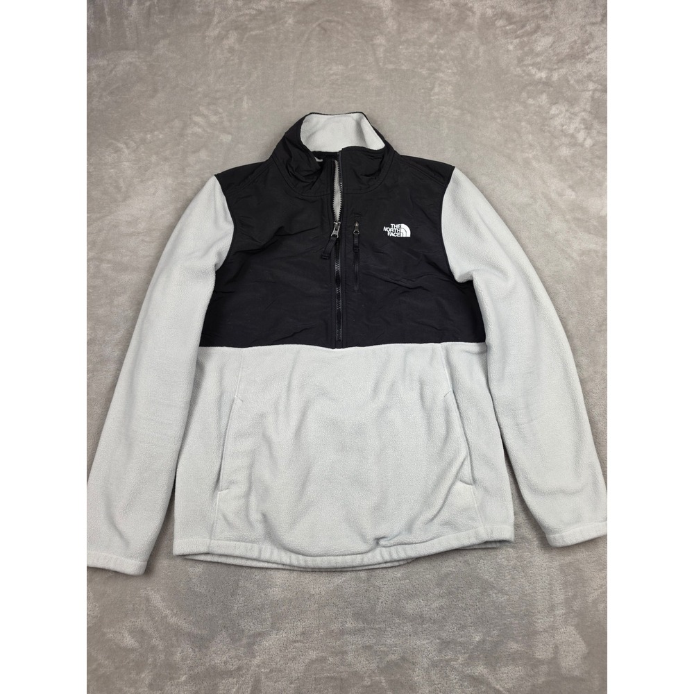 The North Face Candescent Quarter-Zip Fleece Jacket Womens L Grey Black Pullover